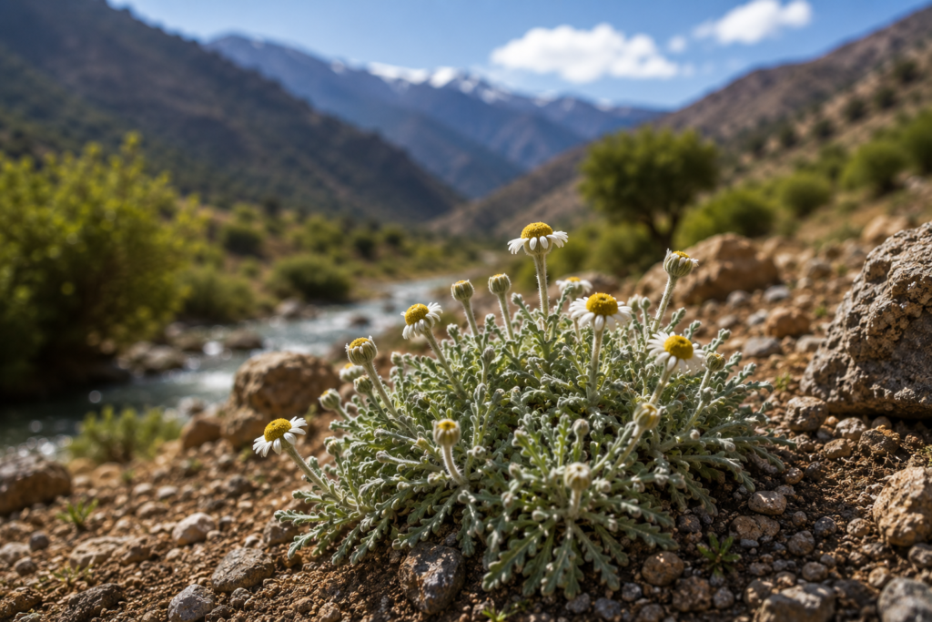 Anacyclus tomentosus : une petite plante qui résiste malgré elle dans la vallée de l’Ourika